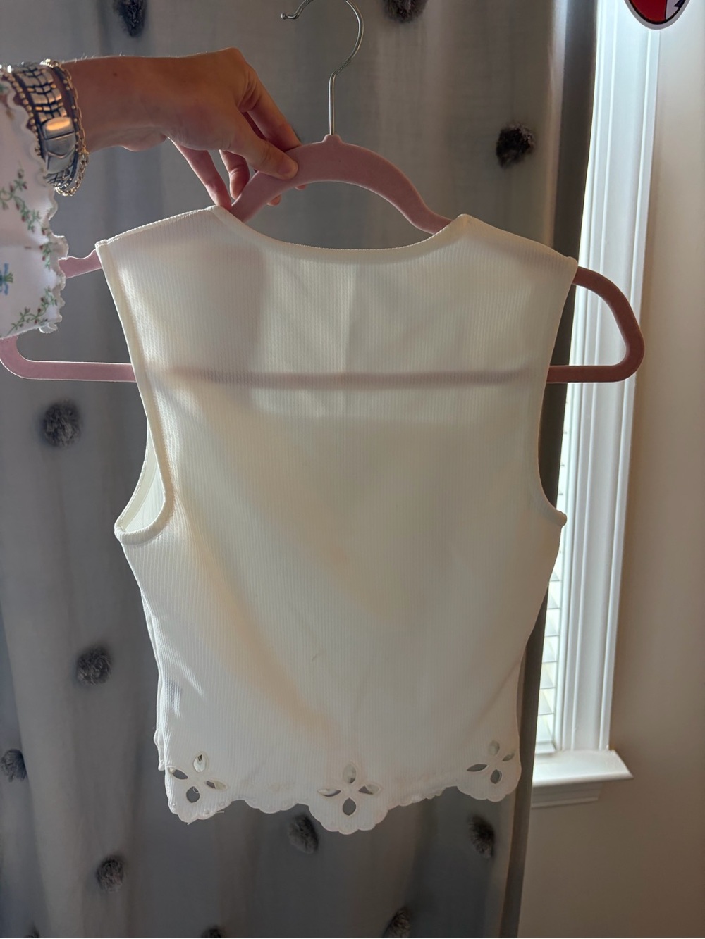 Women’s White Square Neck Ribbed Tank Top - Picture 2 of 3